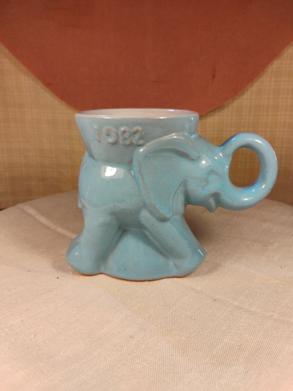 Frankoma 1982 GOP Elephant Mug Light Blue
